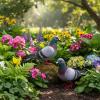LOGOFUN 2 Pcs Realistic Foam Pigeon Artificial Pigeon Figurine Fake Dove Model for Home Garden Lawn Backyard Decoration view 3