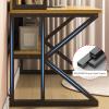 Computer Desk with Storage Shelves and Bookshelf, Industrial Desk with Sturdy Metal Frame, Solid Wood PC Table Workstation for Home Office(31" W x 69" H x 23.6" D, Brown & White) view 4