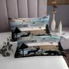 Manfei Rustic Farmhouse Kids Bedspread King Size,Deer Bear Pine Trees Silhouettes Coverlet Set,Boys Girls Adults Cabin Decor,Wooden Plank Barn Quilted Coverlet,Blue Retro Bedding Quilt,2 Pillowcases view 4