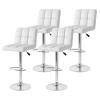 GOFLAME Bar Stools Set of 4, PU Leather Bar Chairs with Adjustable Height, 360 Swivel Seat, Footrest & Anti-Slip Metal Base, Armless Counter Height Barstools for Kitchen Island, Bistro, Pub, White view 1