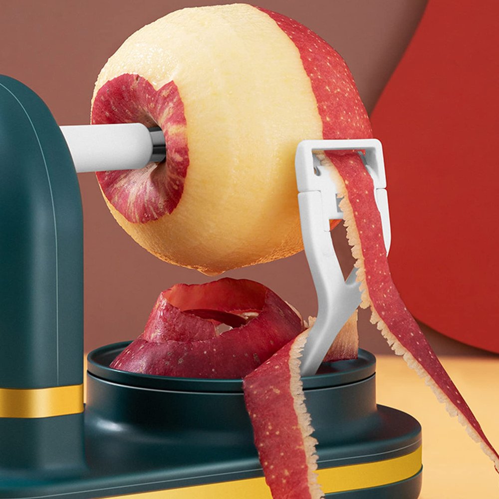 Apple Peeler and Corer, Multifunctional Automatic Peeler, Hand Cranking Peeling Machine with Automatic Hand Crank, Countertop Suction Cup, Hand Operated Peeler(Dark Green)