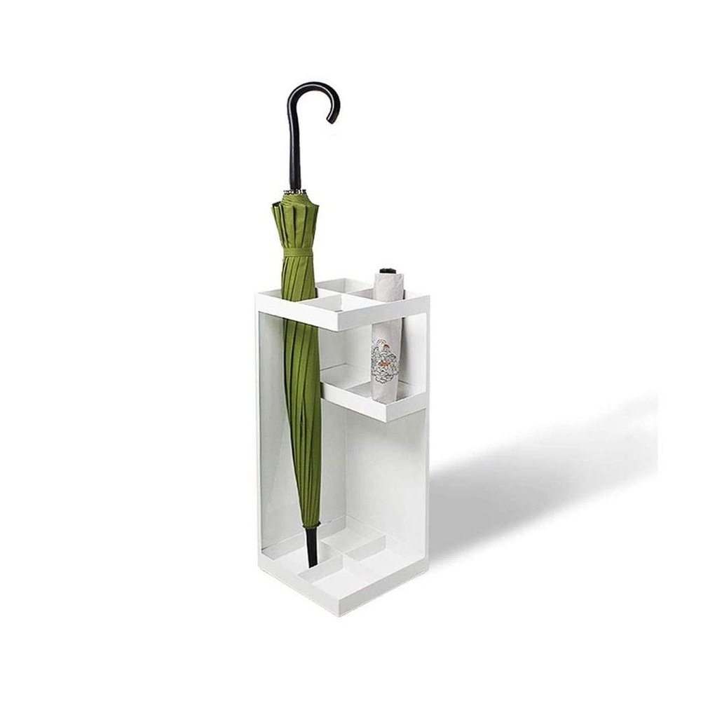 Umbrella Stand, Umbrella Stand Rack, Metal Layered Umbrella Holder for Home Commercial School Hotel Lobby (Color : White) (White)