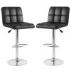 GOFLAME Bar Stools Set of 2, PU Leather Bar Chairs with Adjustable Height, 360 Swivel Seat, Footrest & Anti-Slip Metal Base, Armless Counter Height Barstools for Kitchen Island, Bistro, Pub, Black view 1