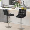 GOFLAME Bar Stools Set of 2, PU Leather Bar Chairs with Adjustable Height, 360 Swivel Seat, Footrest & Anti-Slip Metal Base, Armless Counter Height Barstools for Kitchen Island, Bistro, Pub, Black view 2