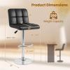 GOFLAME Bar Stools Set of 2, PU Leather Bar Chairs with Adjustable Height, 360 Swivel Seat, Footrest & Anti-Slip Metal Base, Armless Counter Height Barstools for Kitchen Island, Bistro, Pub, Black view 3