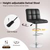 GOFLAME Bar Stools Set of 2, PU Leather Bar Chairs with Adjustable Height, 360 Swivel Seat, Footrest & Anti-Slip Metal Base, Armless Counter Height Barstools for Kitchen Island, Bistro, Pub, Black view 4