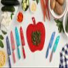 My First Chef's Knife for Kids - CARNATION/TEAL - w/Protective Safety Sheath - German Stainless Steel - Curved Finger Shield/Childrens Cooking Baking view 3