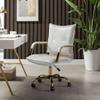 White Leather Office Chair 26 in. D X 22.2 in. W X 40 in. H Size, Adjustable Height Metal and Wood Frame Super Soft | All Season Pretty Ivory Shade Durable view 1