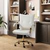 White Leather Office Chair 26 in. D X 22.2 in. W X 40 in. H Size, Adjustable Height Metal and Wood Frame Super Soft | All Season Pretty Ivory Shade Durable view 3