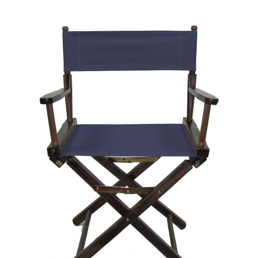TLT Contemporary 18 Inch Table Height Walnut Frame Director's Chair - Navy