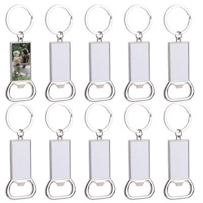 Framendino, 10 Pack Sublimation Blanks Bottle Opener Metal Keychains Blank Key Rings for Photo