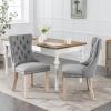 TUNGTAR High End Tufted Contemporary Flax Upholstered Linen Dining Chair Set of 2,Parson's Chairs with Solid Wood Legs Nailhead Trim for Kitchen Dining Room Living Room 2-Pcs Set (Gray, SW6801GY) view 2