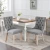 TUNGTAR High End Tufted Contemporary Flax Upholstered Linen Dining Chair Set of 2,Parson's Chairs with Solid Wood Legs Nailhead Trim for Kitchen Dining Room Living Room 2-Pcs Set (Gray, SW6801GY) view 4