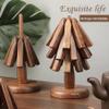 Black Walnut Wood Table Mat, Trivet Tree for Wood Coasters Set of 3,Housewarming Table Decorations Wood Placemats, Space Saving Trivets for Hot Pots and Pans1 Set view 2