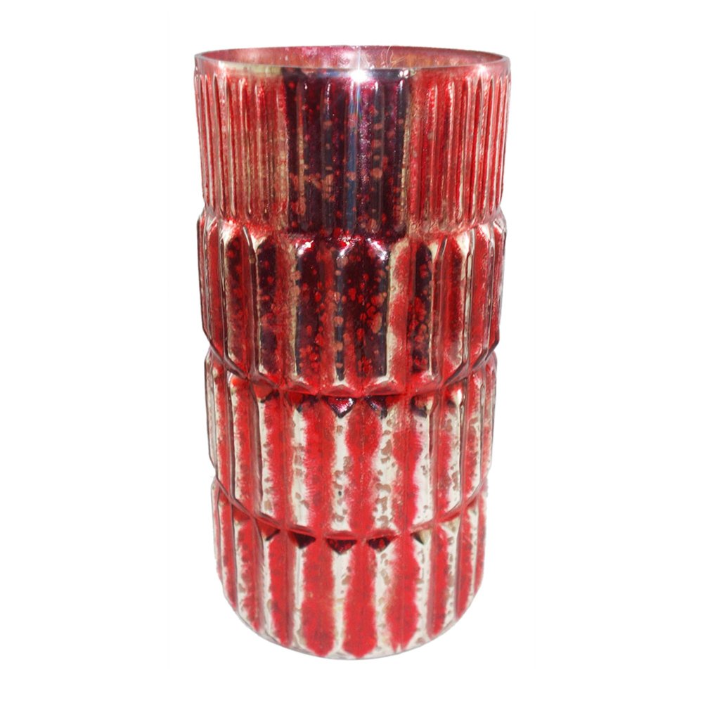 A & B Home 12 in H Red Glass Mercury Vase, Centerpiece Table Decor, Glass Flower Vase, Table Dcor