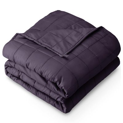 Bare Home Weighted Blanket Full or Queen Size 15lb (48" x 72") for Adults - All-Natural 100% Cotton - Premium Heavy Blanket Nontoxic Glass Beads (Eggplant, 48"x72")