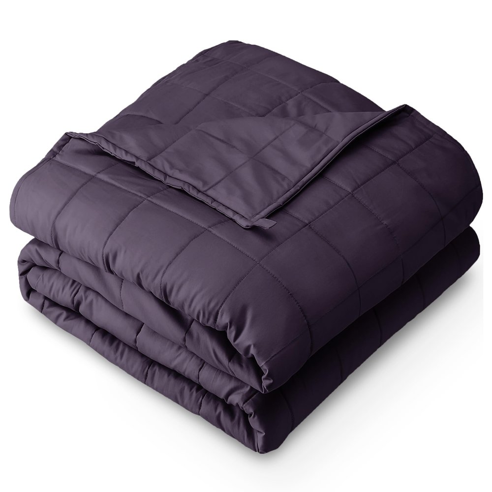Bare Home Weighted Blanket Full or Queen Size 15lb (48" x 72") for Adults - All-Natural 100% Cotton - Premium Heavy Blanket Nontoxic Glass Beads (Eggplant, 48"x72")