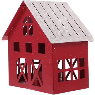 ABOOFAN Christmas Village Houses with Tealight Holder Small Metal Christmas Houses Candle Holder for Farmhouse Home Holiday Xmas Decoration for Mantel Tabletop Room