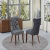 East West Furniture DAP3F13 Dallas Parson Dining Chairs - Button Tufted Nailhead Platinum Gray Polyester Fabric Padded Chairs, Set of 2, Mahogany view 2