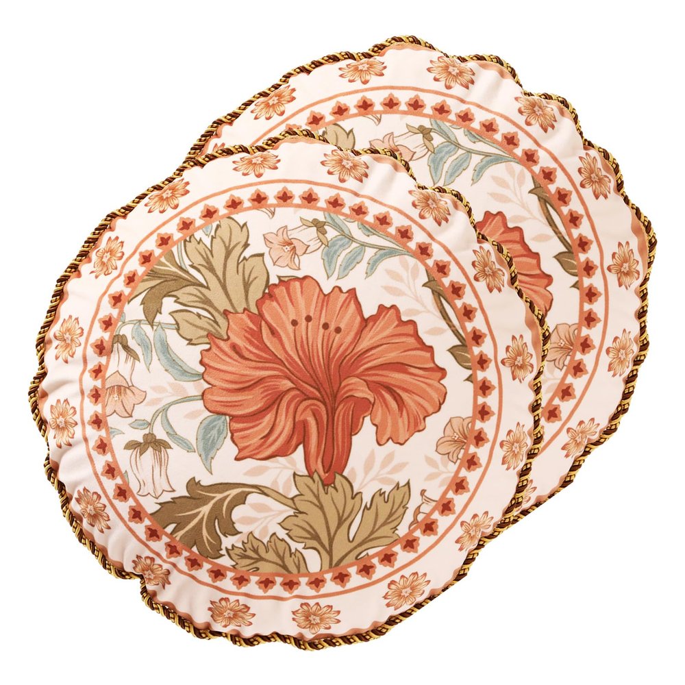bilin gaier Throw Pillow Covers Pack of 2,Orange Floral Farmhouse with Wild Flowers Pattern Cozy Velvet Pillowcases,Decoration Round Pillows Cushion Covers for Couch Sofa Bed Car Chair,Diameter 16"