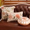 bilin gaier Throw Pillow Covers Pack of 2,Orange Floral Farmhouse with Wild Flowers Pattern Cozy Velvet Pillowcases,Decoration Round Pillows Cushion Covers for Couch Sofa Bed Car Chair,Diameter 16" view 3