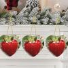 Christmas Ornaments with Gold Ribbon Christmas Tree Ceramic Hanging for Holiday Lovely Strawberry Heart Ceramic Ornaments Crafts Christmas Tree Decorations Home Ornament for Christmas Trees view 1