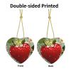 Christmas Ornaments with Gold Ribbon Christmas Tree Ceramic Hanging for Holiday Lovely Strawberry Heart Ceramic Ornaments Crafts Christmas Tree Decorations Home Ornament for Christmas Trees view 3