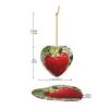 Christmas Ornaments with Gold Ribbon Christmas Tree Ceramic Hanging for Holiday Lovely Strawberry Heart Ceramic Ornaments Crafts Christmas Tree Decorations Home Ornament for Christmas Trees view 4