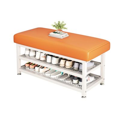 FORINC 2 Tier Shoe Bench, Shoe Storage Bench Organizer, Padded Seat Shoe Bench with Storage Shelf for Entryway, Bedroom, Closet & Hallway, Entryway Bathroom (Color 4 80x31x49cm)