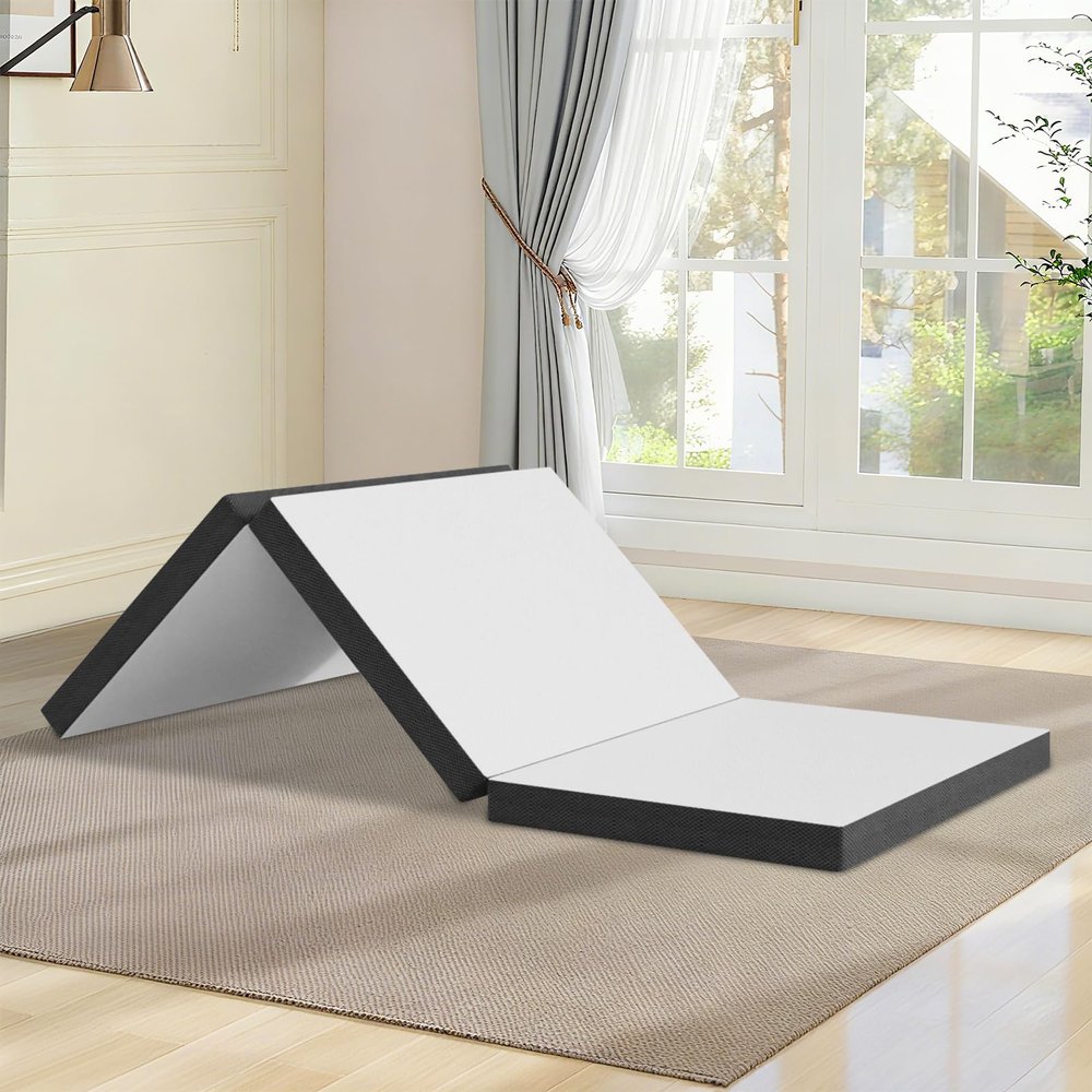 NiamVelo 3 inch Tri-Fold Twin XL Folding Mattress - Luxurious Memory Foam Mattress, Twin Bed Mattress, Perfect for College Dorms and Compact Spaces - Unfold Relaxation Anywhere (3 in, Twin XL)