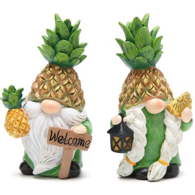 Hodao Gnomes Decorations for Home, Summer Fall Resin Pineapple Gnome Figurines, Pineapple Themed Gift for Loved Ones, Perfect Indoor Outdoor Decor for Home Tabletop Garden Yard - 2 Pcs