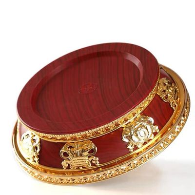 7.87" Buddhism Stainless Steel Resin Fruit Dish Auspicious Tibetan Sculpture