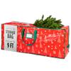 Christmas Tree Storage Bag - Stores 9 Foot Artificial Xmas Holiday Tree, Durable Waterproof Material, Zippered Bag, Carry Handles - Protects Against Dust, Insects and Moisture (Red Printed) view 1