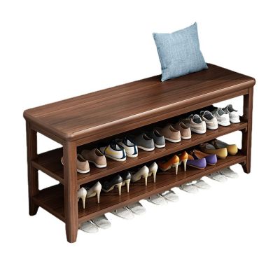FORINC 2-Tier Entryway Shoe Organizer Shelf, Entry Bench with Storage Solid Wood Shoe Bench for Entryway, Bedroom, Closet & Hallway, Entryway Bathroom (80x30x42cm)