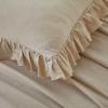 Brandream Duvet Cover Set Twin/Twin XL Size Linen Feel Textured Organic Natural 100% Cotton Duvet Cover Beige 2 Pieces Bedding Set Fringe Ruffle with Zipper Closure, Breathable Soft view 4