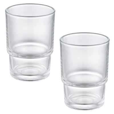 Aomasi Toothbrush Holders for Bathroom, 2 Pack Transparent Glass Tumbler Cups, Modern Thick Glassware