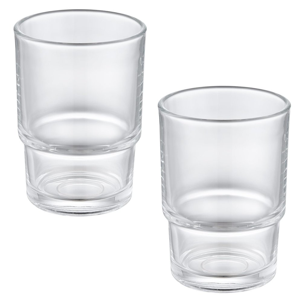 Aomasi Toothbrush Holders for Bathroom, 2 Pack Transparent Glass Tumbler Cups, Modern Thick Glassware