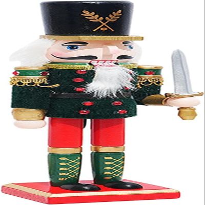 Christmas Nutcracker Figures Wooden Nutcracker Ornament Xmas Wooden Nutcracker Sculpture Wooden Nutcracker Soldier for Xmas Tree Home Office Party Gift - Green