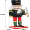 Christmas Nutcracker Figures Wooden Nutcracker Ornament Xmas Wooden Nutcracker Sculpture Wooden Nutcracker Soldier for Xmas Tree Home Office Party Gift - Green view 2