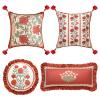 bilin gaier Vintage Throw Pillow Covers Pack of 4,Red Cozy Velvet with Leaves and Floral Pattern Pillowcases,Decor Square Round Lumbar Pillows Cushion Covers for Living Room Couch Sofa Bed Car view 1