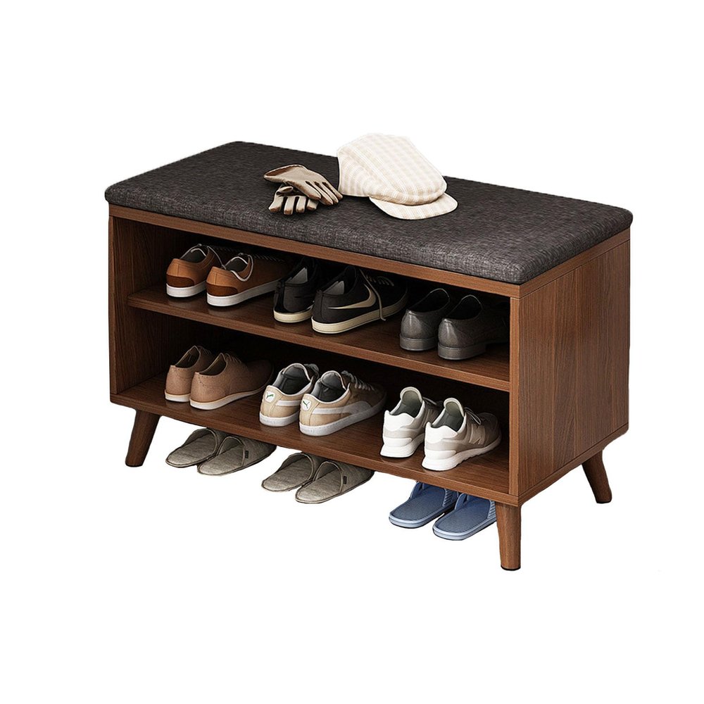 FORINC Shoe Storage Bench Organizer, 2 in 1 Shoe Rack and Shoe Bench, Padded Seat Shoe Bench with Storage Shelf for Entry, Bedroom, Closet, Living Room, Hallway (D 60x30x50cm)