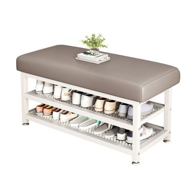 FORINC 2 Tier Shoe Bench, Shoe Storage Bench Organizer, Padded Seat Shoe Bench with Storage Shelf for Entryway, Bedroom, Closet & Hallway, Entryway Bathroom (Color 5 100x31x49cm)