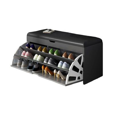 FORINC 3-Tier Entrance Shoe Rack, Shoe Bench with Flip Drawer, Entryway Storage Bench with Padded Seat, Ideal for Entryway Bedroom Living Room Hallway (D 60x30x51cm)