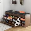 FORINC 3-Tier Entrance Shoe Rack, Shoe Bench with Flip Drawer, Entryway Storage Bench with Padded Seat, Ideal for Entryway Bedroom Living Room Hallway (D 60x30x51cm) view 2