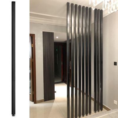 Floor to Ceiling Wall Post Partitions Screens Room Dividers, 2ft-8ft Tall Customized Square Wooden Post Modern Room Separation for Home Office Entryway Decor, NO need to drill ( Color : Black 1Pc , Si