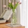 Large Flower Vase,11 inch,GIDARY Thickened Clear Ribbed Glass Vase for Bookshelf,Dinner Table,Indoor Office Desktop,Meeting Room,Home Christmas Day Decoration view 1