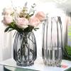 Large Flower Vase,11 inch,GIDARY Thickened Clear Ribbed Glass Vase for Bookshelf,Dinner Table,Indoor Office Desktop,Meeting Room,Home Christmas Day Decoration view 3