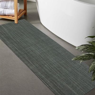 LITA-Bath Rug Custom Size-Rubber Non Slip Quick Dry Super Absorbent Thin Rugs Fit Under Door-Washable Bathroom Floor Mats for in Front of Bathtub,Shower Room,Sink, Gray Strip, 3' x 41'