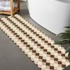 LITA-Bath Rug Custom Size-Rubber Non Slip Quick Dry Super Absorbent Thin Rugs Fit Under Door-Washable Bathroom Floor Mats for in Front of Bathtub,Shower Room,Sink, Brown Square, 3' x 8' view 1