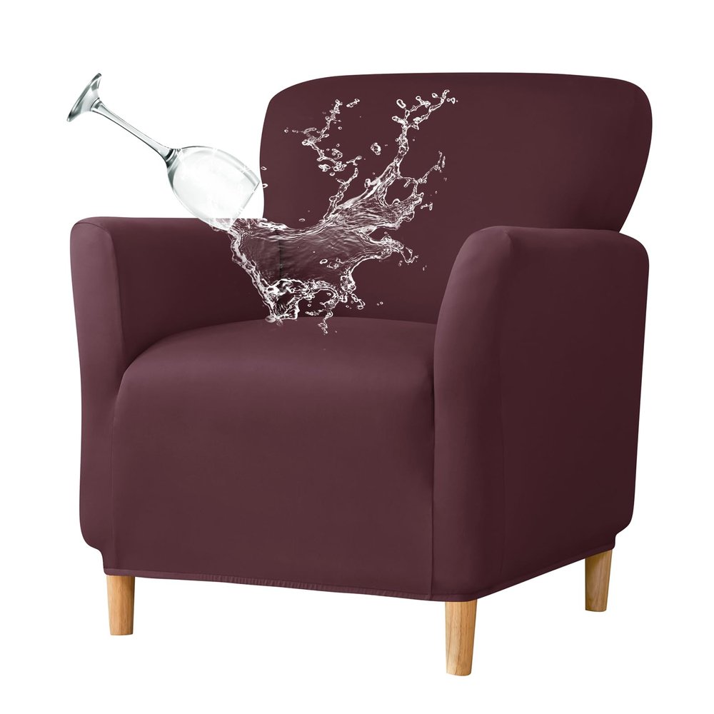GOSTADY Banquet Armchair Slipcovers Waterproof Chair Covers Armchair 1-Piece Stretch Chair Covers for Living Room Nonslip Outdoor Armchair Slipcover Kids Pets Friendly Furniture Protector,Coffee